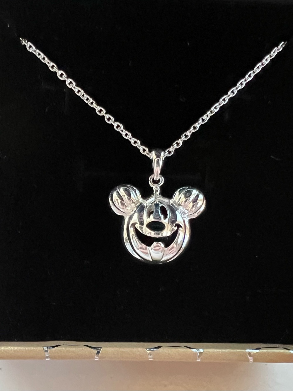 Disney Rebecca Hook Silver Mickey Mouse Jack O Lantern Necklace